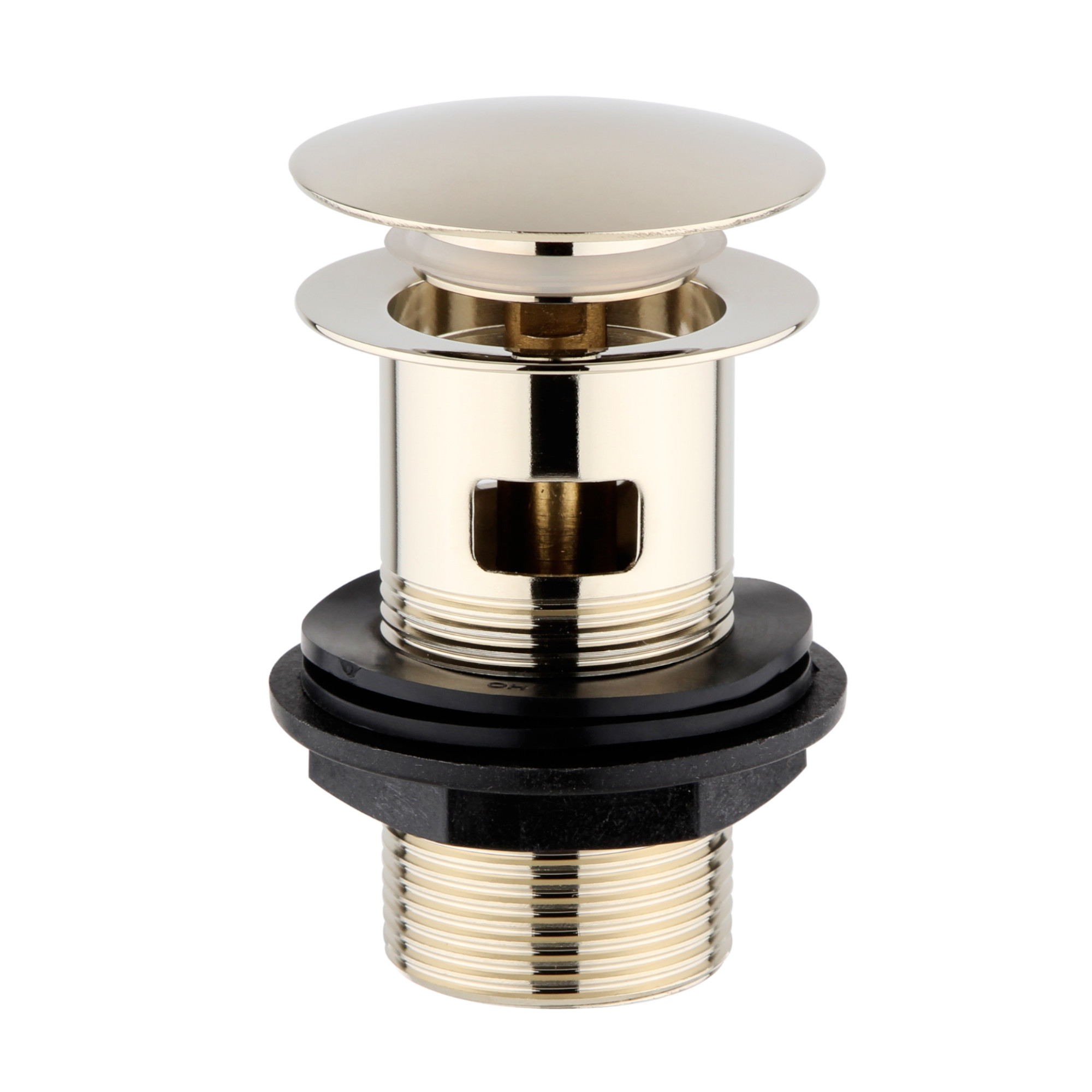 ENKI, W08, English Gold, Slotted, Standard 1.1/4" Connection Pop Up Basin Waste Sink Plug, Push Button Click Clack, Allows Water to Drain Away Durable Finish, Modern Bathroom Accessories image